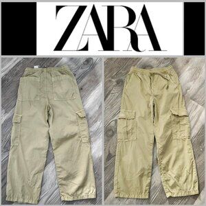 NWOT Zara Cargo Wide Leg Loose Tan Pants Boys Size 9